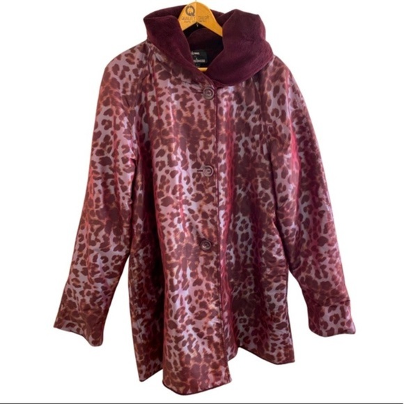 Purple Leopard Lined Rain Jacket size Large💋 - Picture 1 of 5